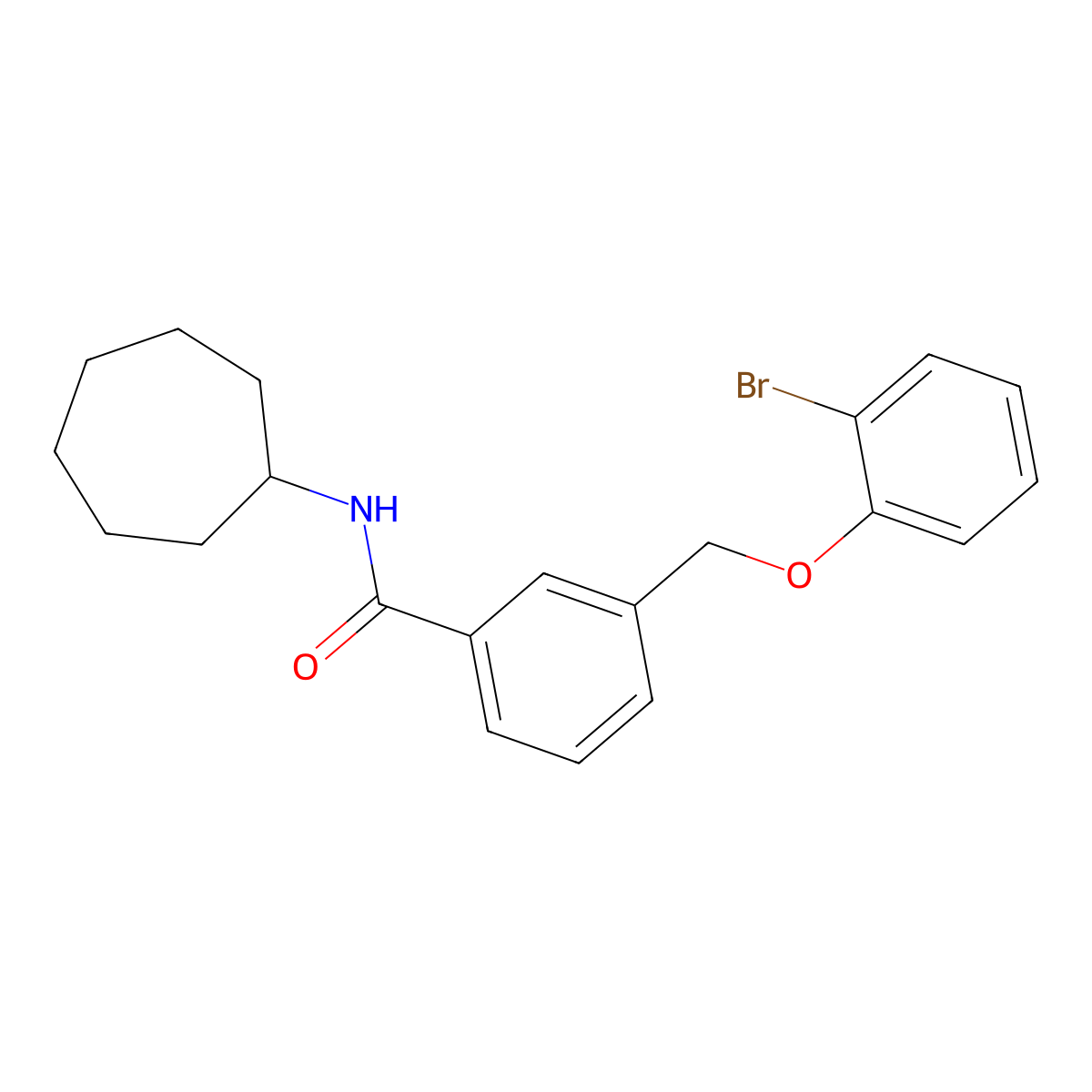 3-[(2-bromophenoxy)methyl]-N-cycloheptylbenzamide molecular structure, CAS 438464-70-1