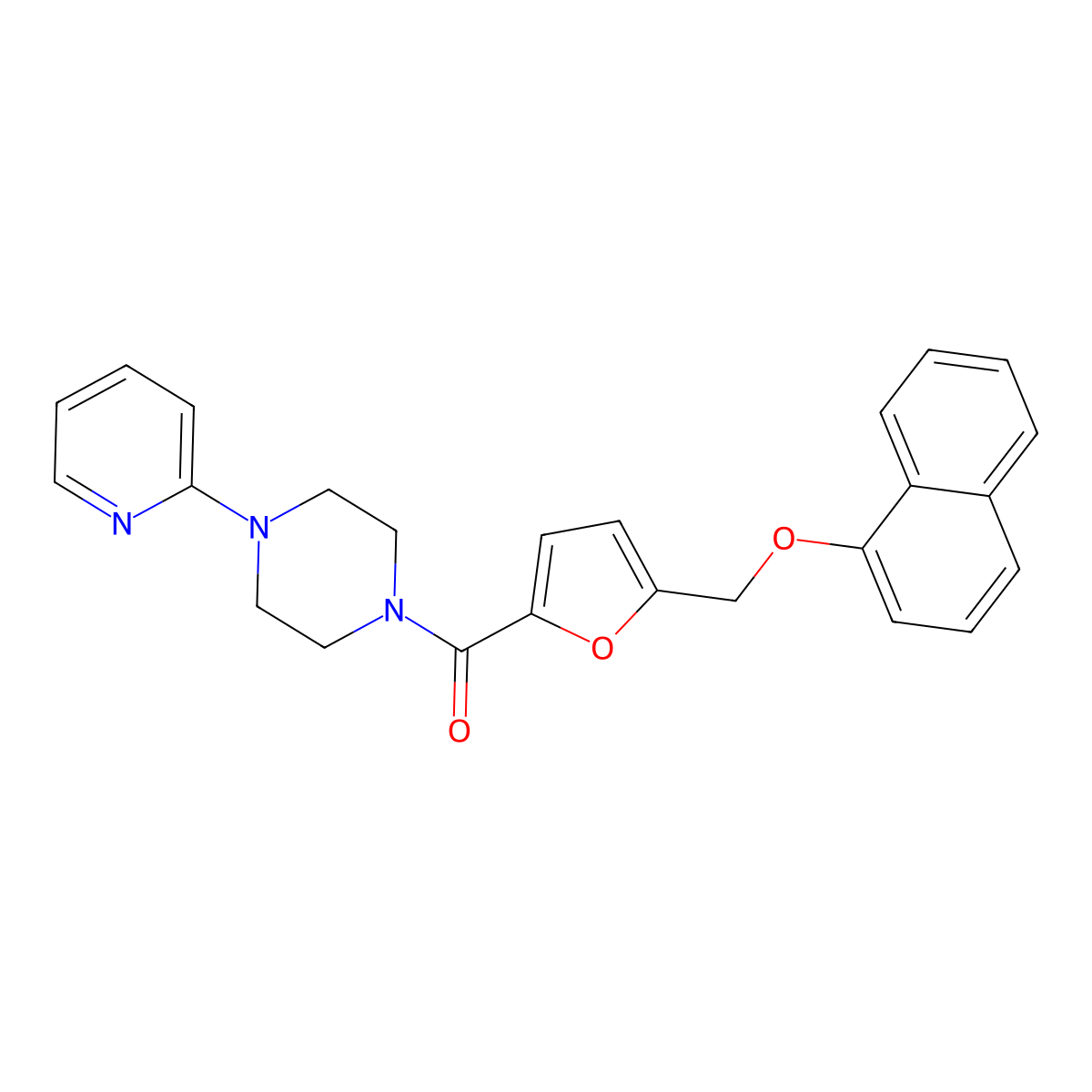 [5-(Naphthalen-1-yloxymethyl)furan-2-yl]-(4-pyridin-2-ylpiperazin-1-yl)methanone molecular structure, CAS 438465-14-6