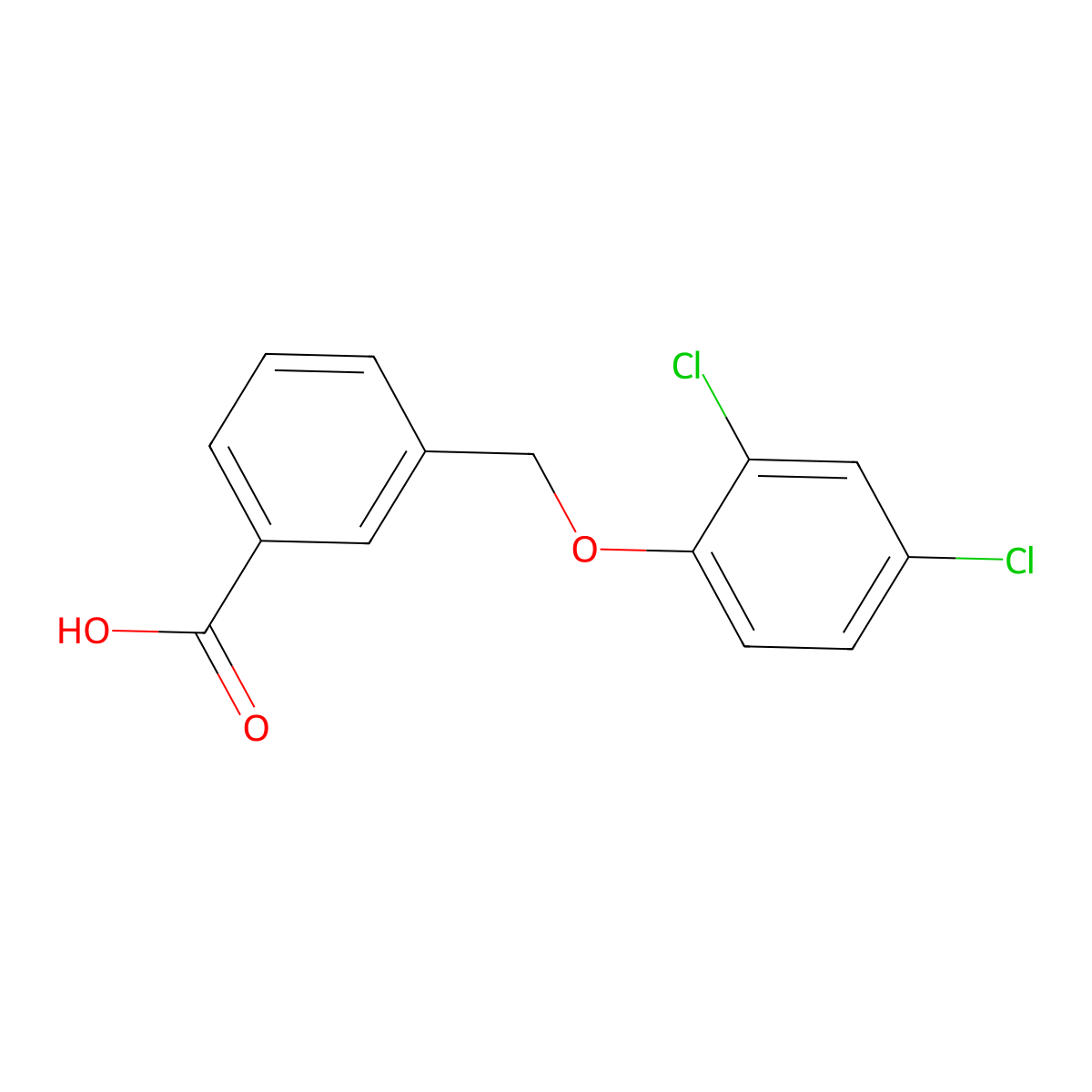 3-[(2,4-Dichlorophenoxy)methyl]benzoic acid molecular structure, CAS 438465-22-6