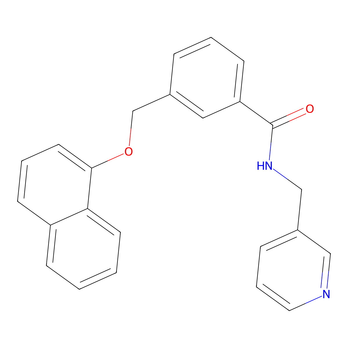 3-((1-Naphthalenyloxy)methyl)-N-(3-pyridinylmethyl)benzamide molecular structure, CAS 438465-42-0