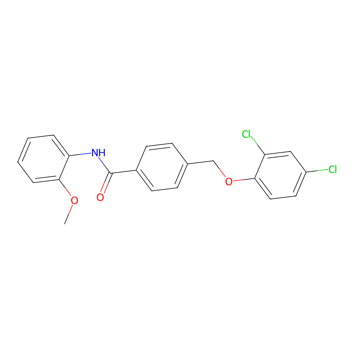 4-[(2,4-dichlorophenoxy)methyl]-N-(2-methoxyphenyl)benzamide molecular structure, CAS 438465-43-1
