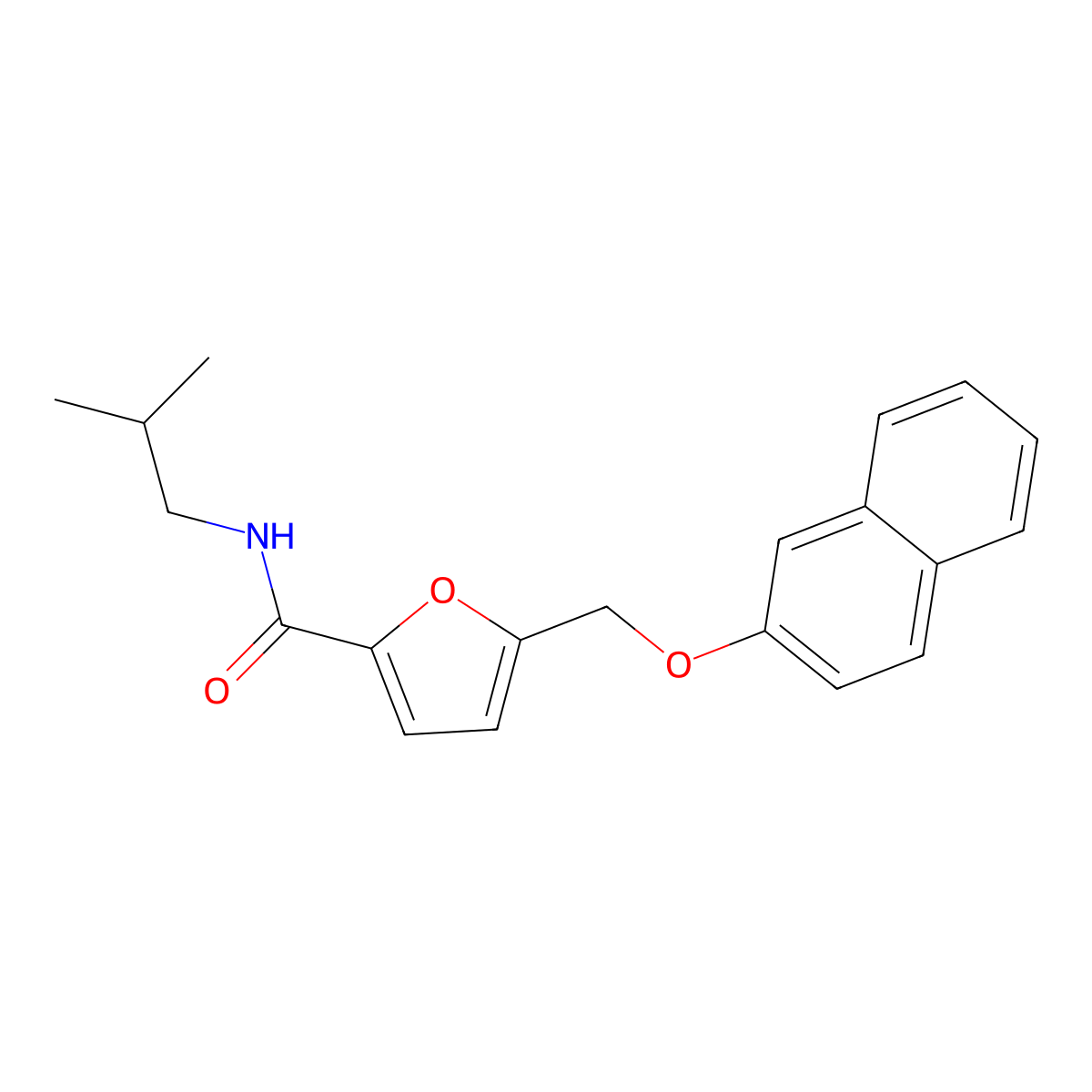 N-(2-Methylpropyl)-5-[(2-naphthalenyloxy)methyl]-2-furancarboxamide molecular structure, CAS 438465-55-5
