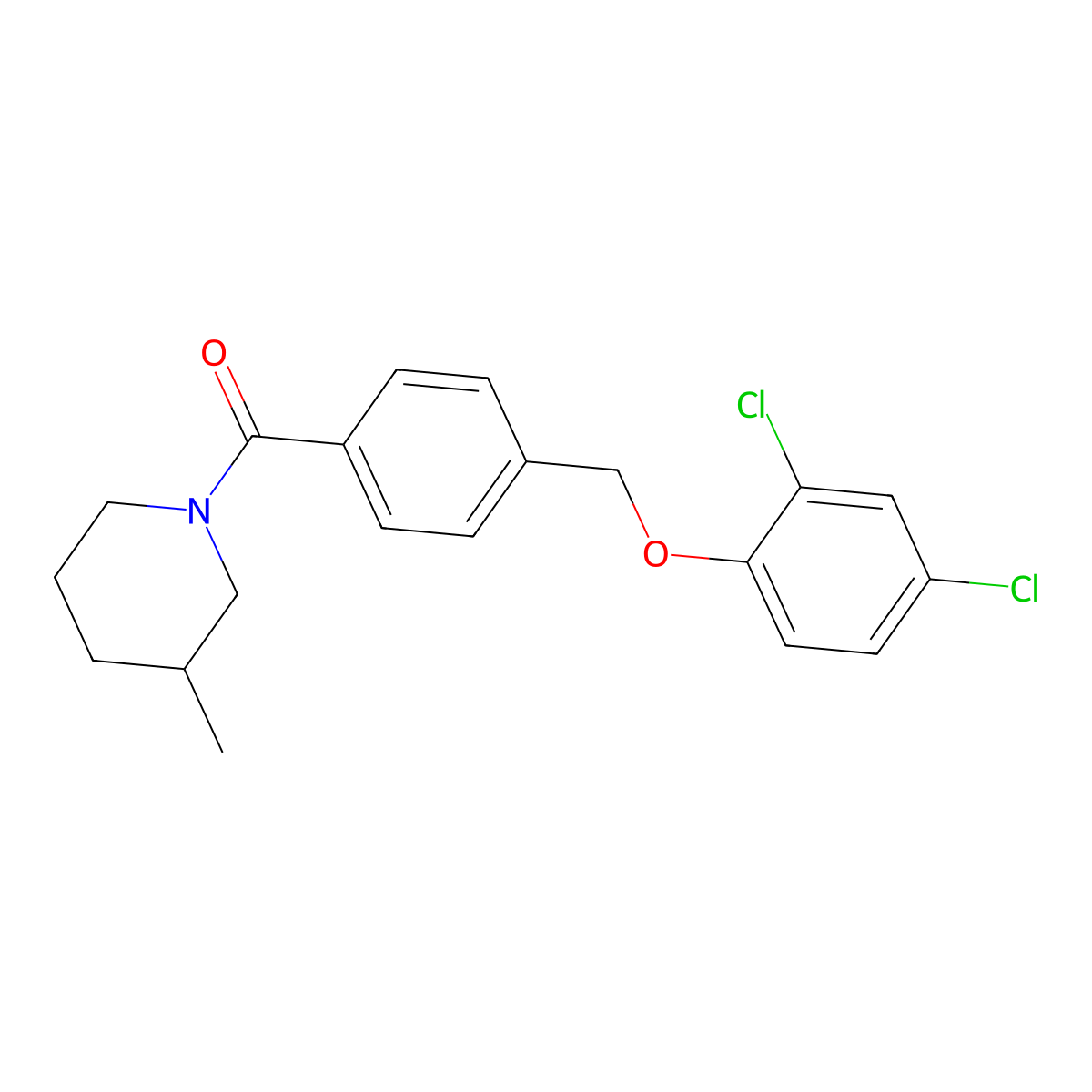 [4-[(2,4-Dichlorophenoxy)methyl]phenyl]-(3-methylpiperidin-1-yl)methanone molecular structure, CAS 438465-57-7