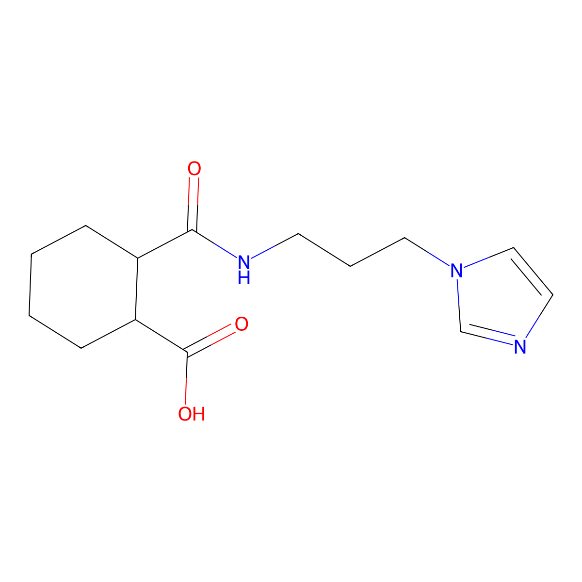 2-({[3-(1H-imidazol-1-yl)propyl]amino}carbonyl)cyclohexanecarboxylic acid molecular structure, CAS 438465-64-6