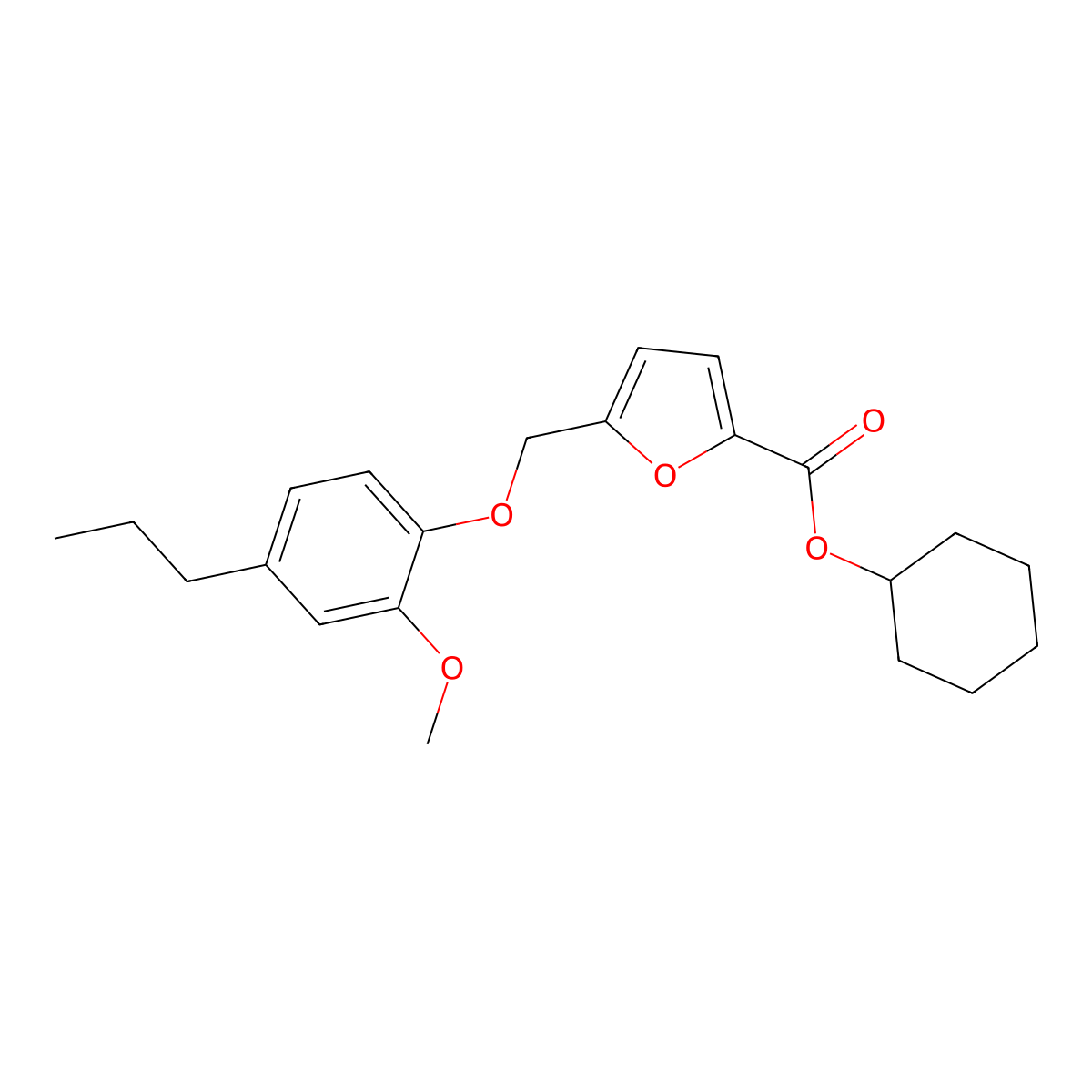 Cyclohexyl 5-[(2-methoxy-4-propylphenoxy)methyl]furan-2-carboxylate molecular structure, CAS 438465-81-7