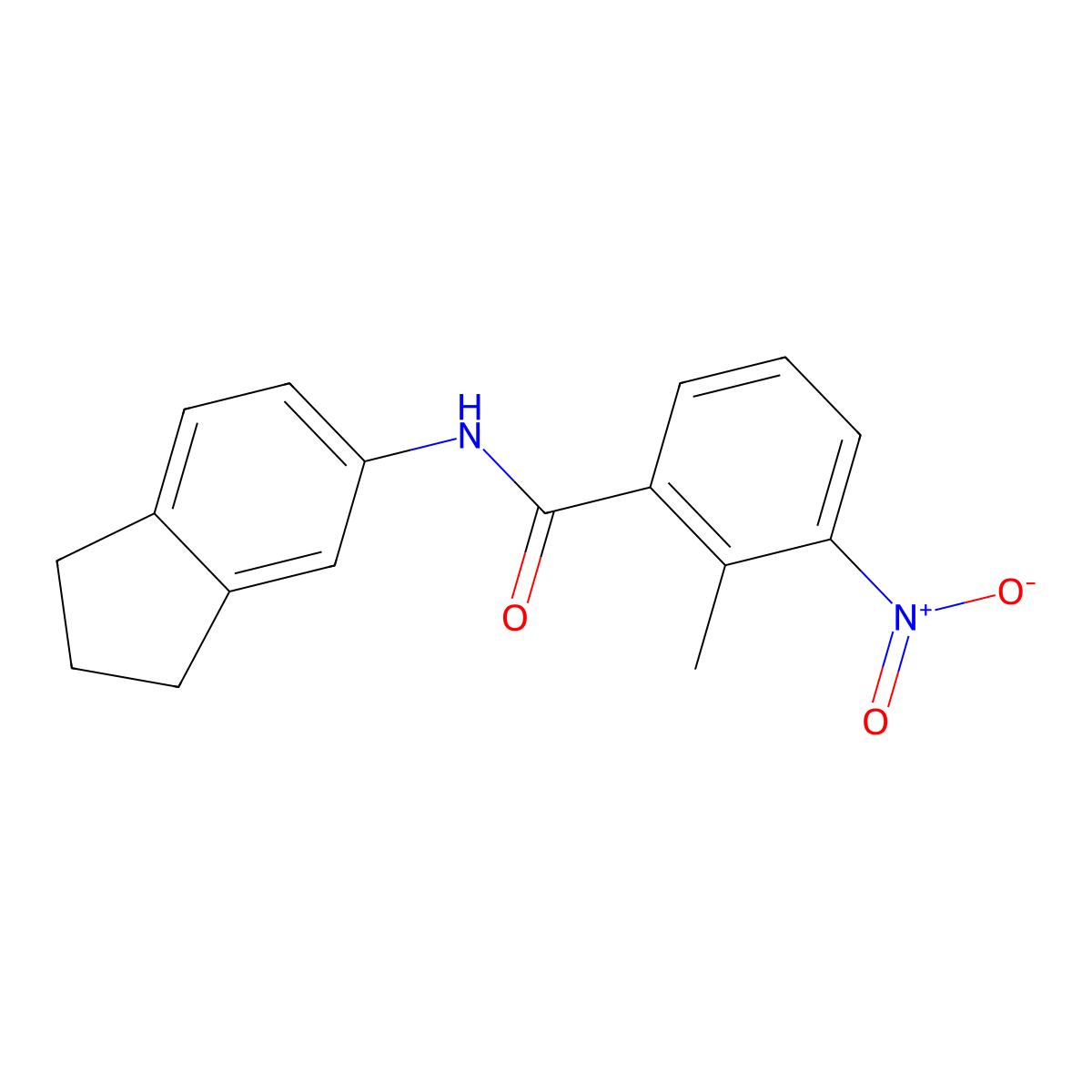 N-(2,3-dihydro-1H-inden-5-yl)-2-methyl-3-nitrobenzamide molecular structure, CAS 438465-87-3