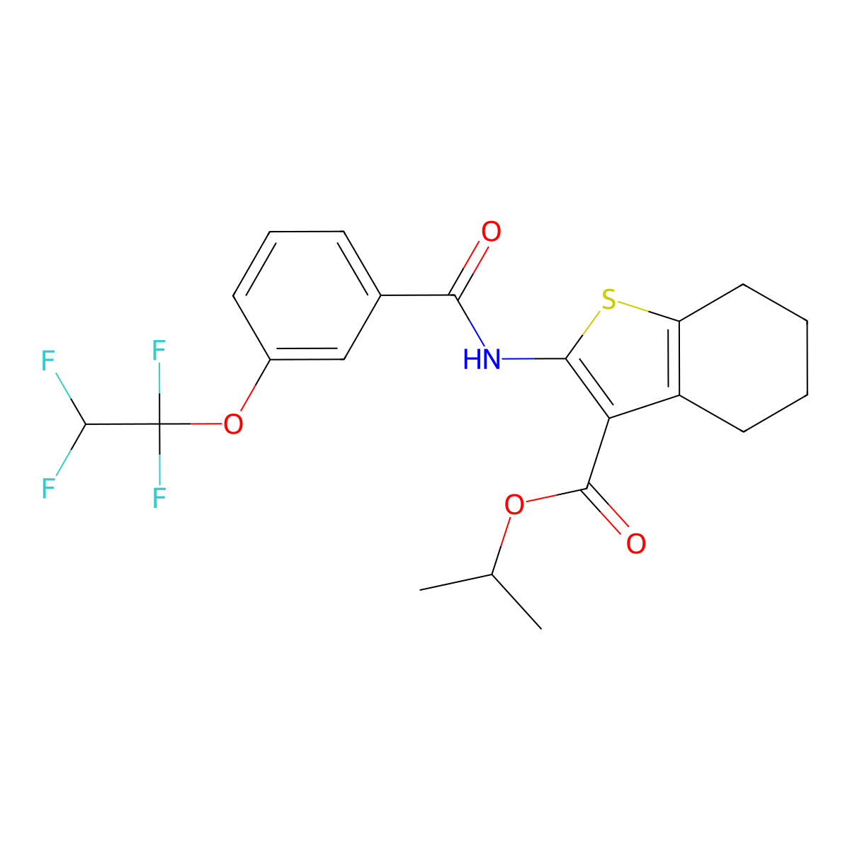 Isopropyl 2-{[3-(1,1,2,2-tetrafluoroethoxy)benzoyl]amino}-4,5,6,7-tetrahydro-1-benzothiophene-3-carboxylate molecular structure, CAS 438465-88-4