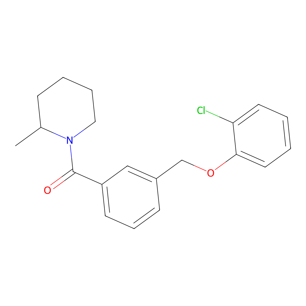 2-Chlorophenyl 3-[(2-methyl-1-piperidinyl)carbonyl]benzyl ether molecular structure, CAS 438466-04-7