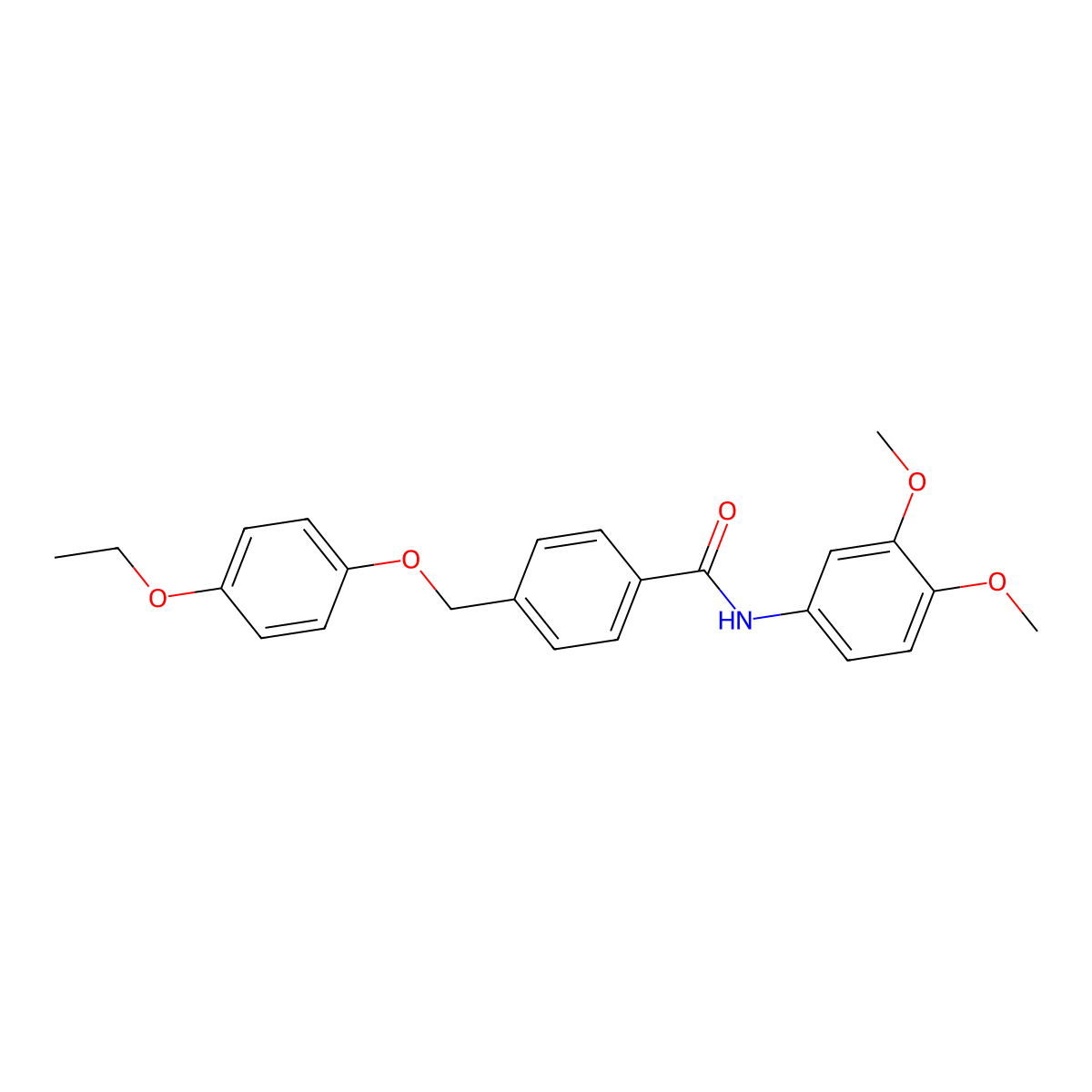 N-(3,4-dimethoxyphenyl)-4-[(4-ethoxyphenoxy)methyl]benzamide molecular structure, CAS 438466-13-8