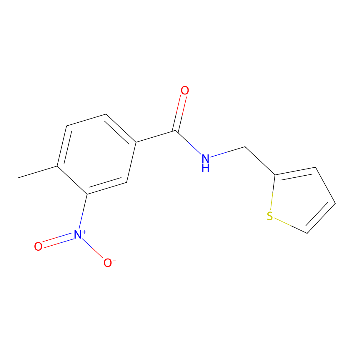 4-methyl-3-nitro-N-(thiophen-2-ylmethyl)benzamide molecular structure, CAS 438466-17-2