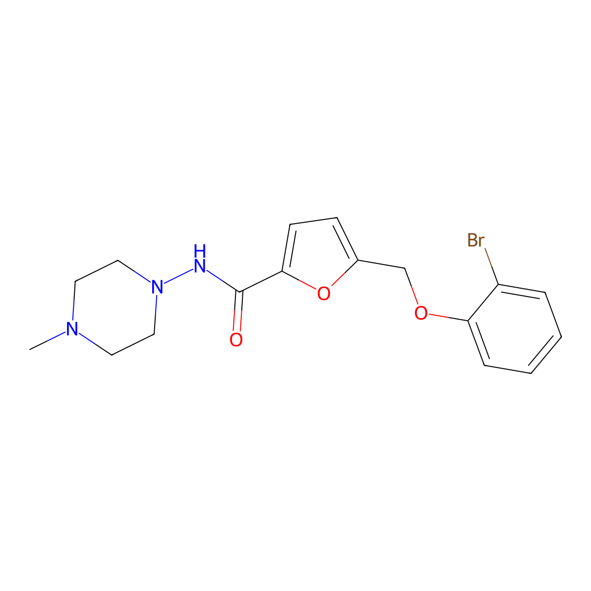 5-[(2-bromophenoxy)methyl]-N-(4-methylpiperazin-1-yl)furan-2-carboxamide molecular structure, CAS 438466-21-8