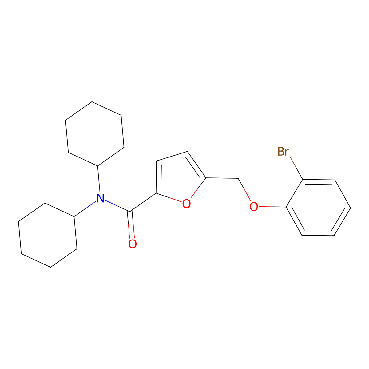 5-((2-Bromophenoxy)methyl)-N,N-dicyclohexyl-2-furancarboxamide molecular structure, CAS 438466-30-9