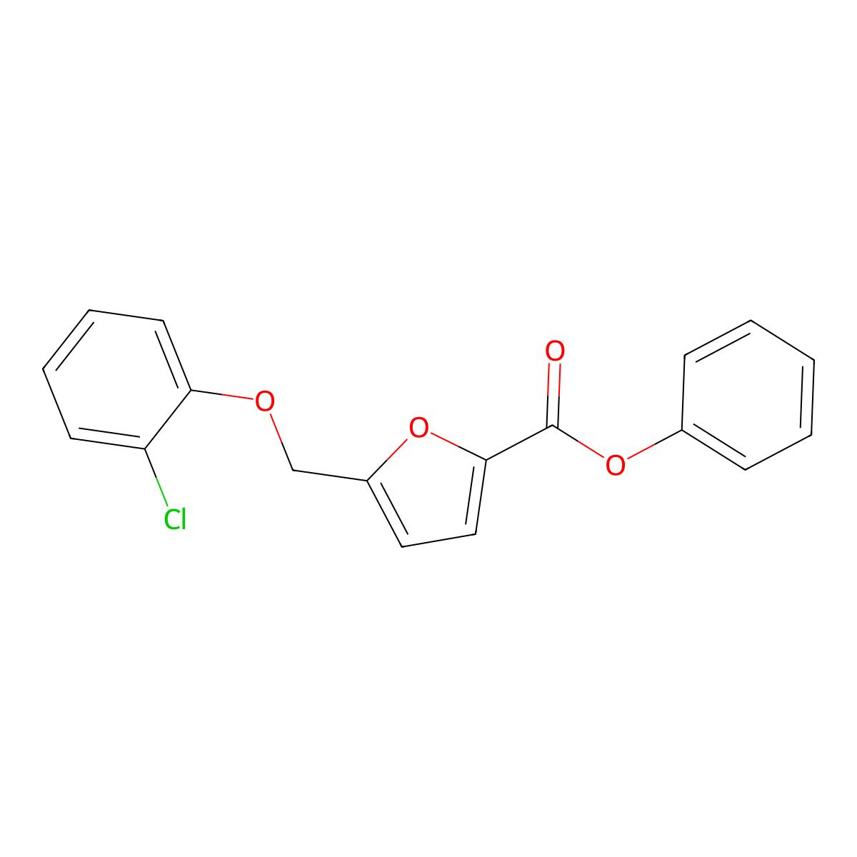 Phenyl 5-[(2-chlorophenoxy)methyl]furan-2-carboxylate molecular structure, CAS 438466-31-0