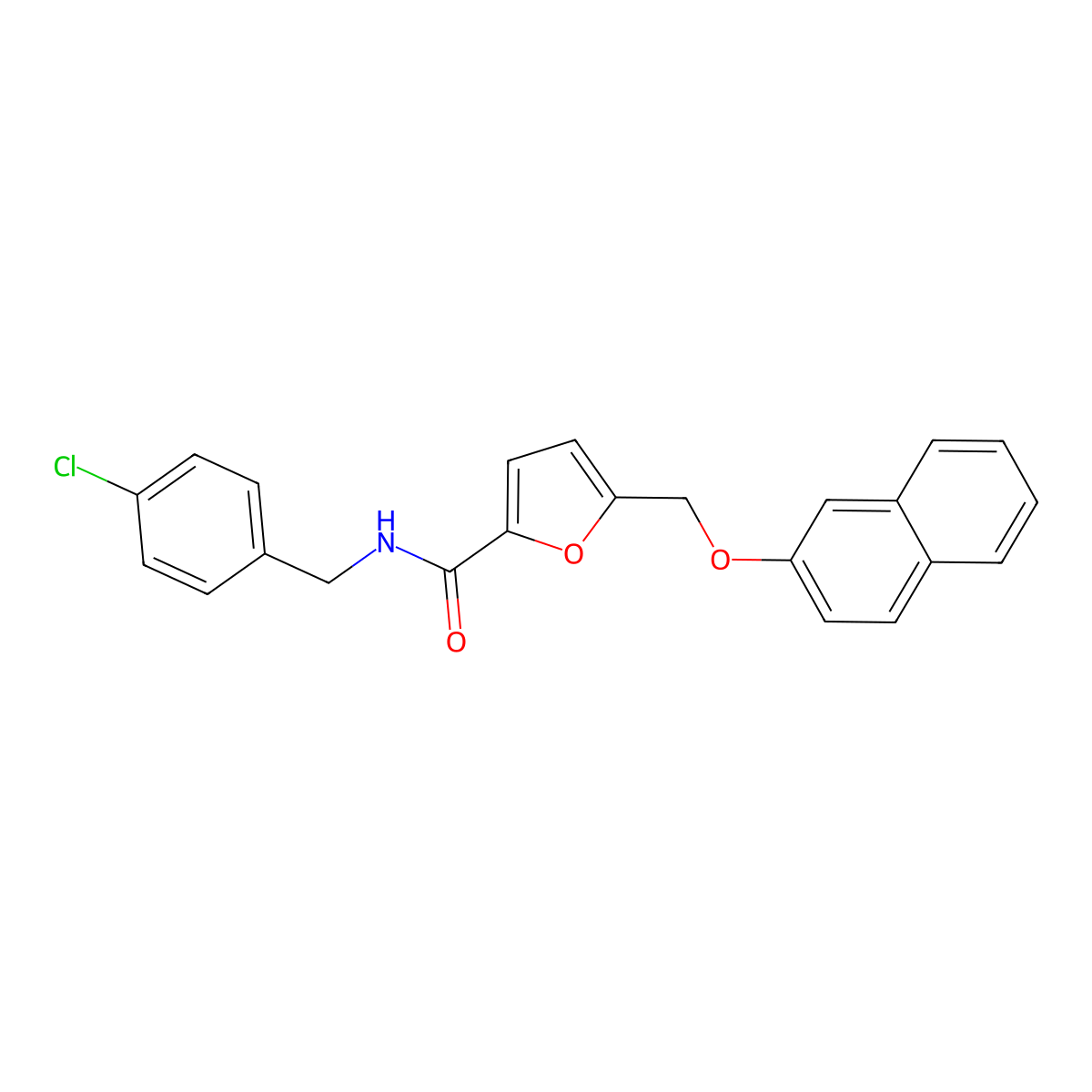 N-[(4-chlorophenyl)methyl]-5-(naphthalen-2-yloxymethyl)furan-2-carboxamide molecular structure, CAS 438466-45-6