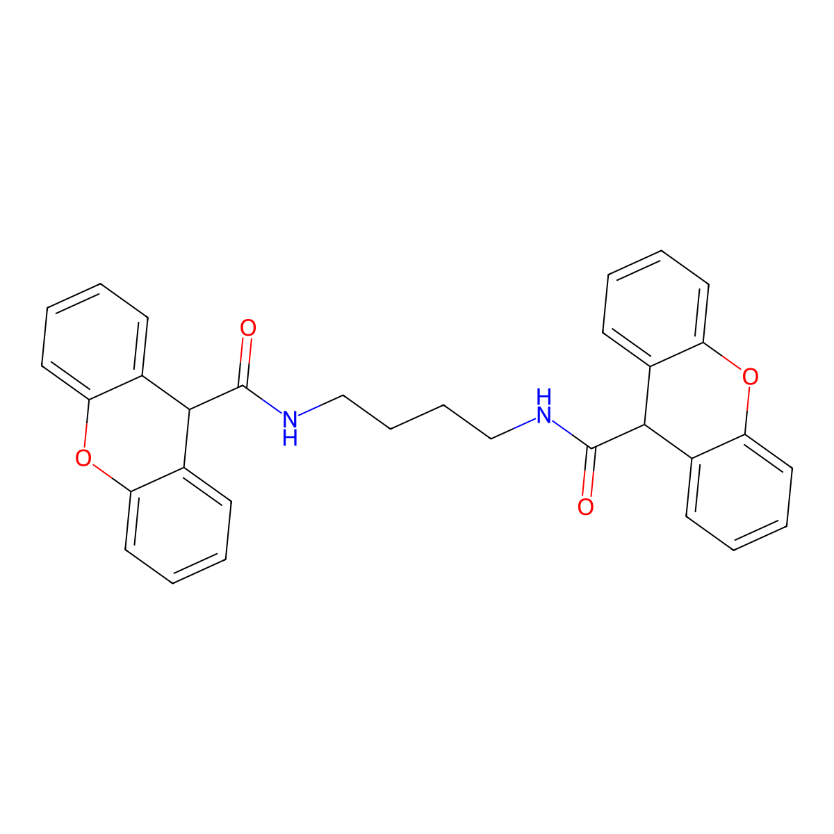 N-[4-(9H-xanthene-9-carbonylamino)butyl]-9H-xanthene-9-carboxamide molecular structure, CAS 438466-56-9