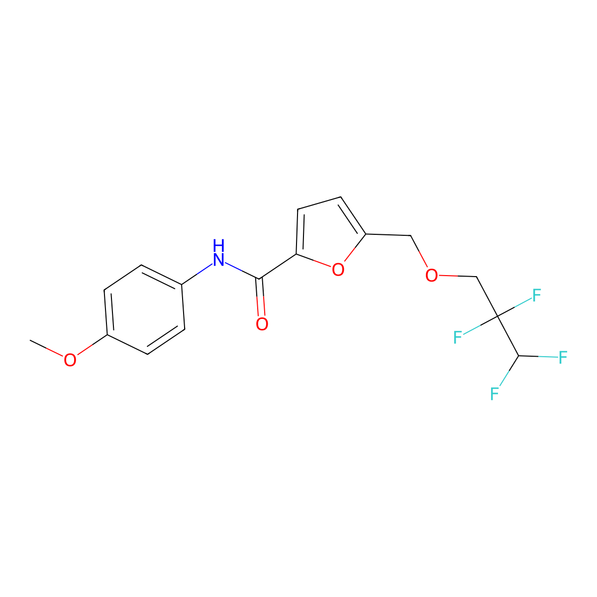 N-(4-methoxyphenyl)-5-(2,2,3,3-tetrafluoropropoxymethyl)furan-2-carboxamide molecular structure, CAS 438466-60-5
