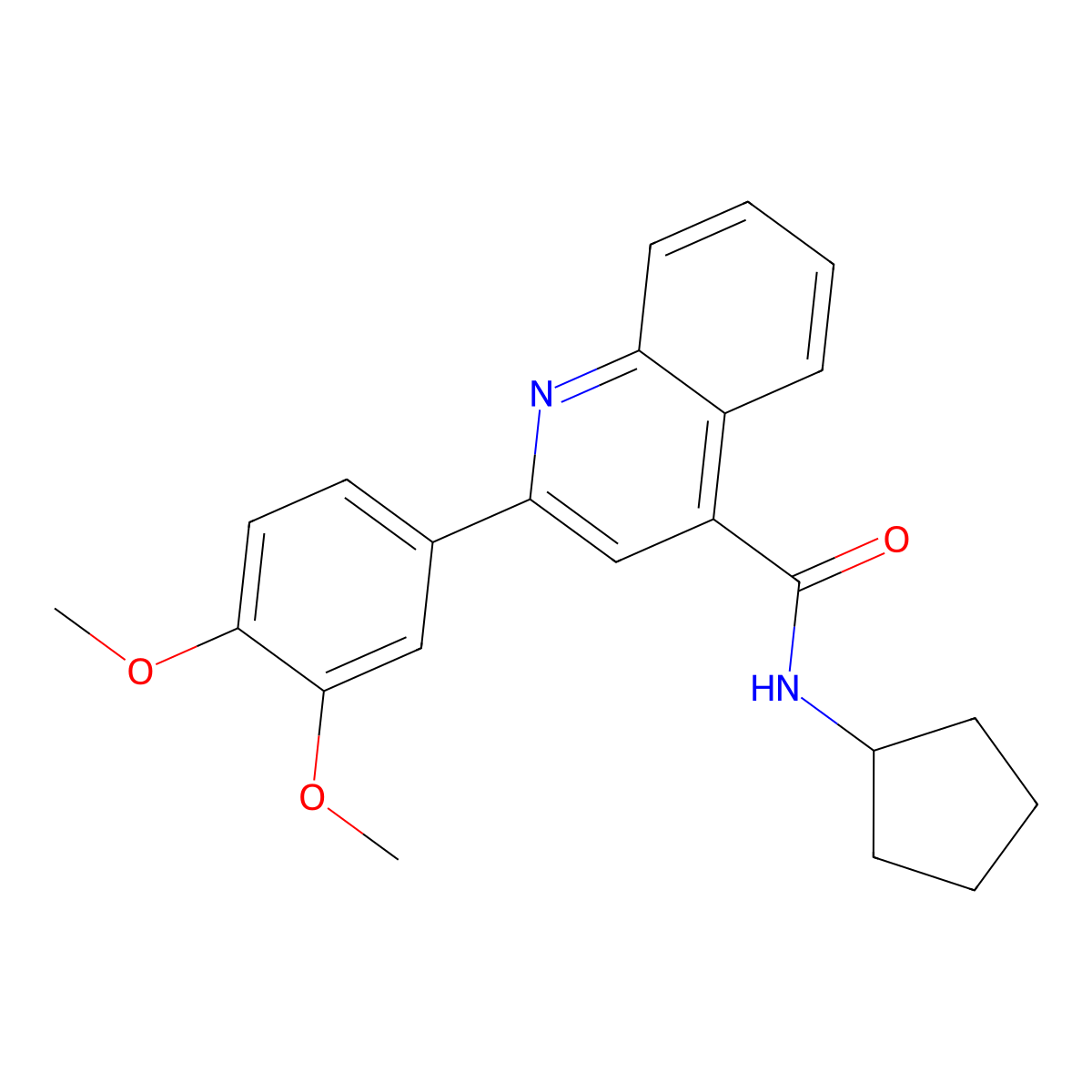 N-cyclopentyl-2-(3,4-dimethoxyphenyl)quinoline-4-carboxamide molecular structure, CAS 438467-16-4