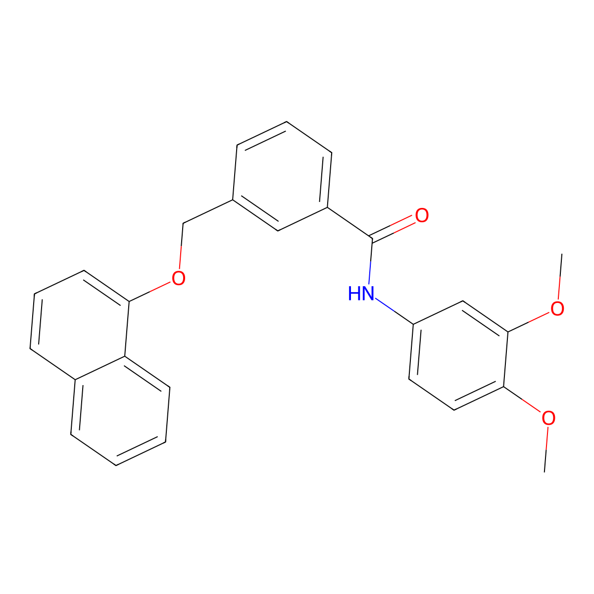 N-(3,4-dimethoxyphenyl)-3-[(1-naphthyloxy)methyl]benzamide molecular structure, CAS 438467-19-7