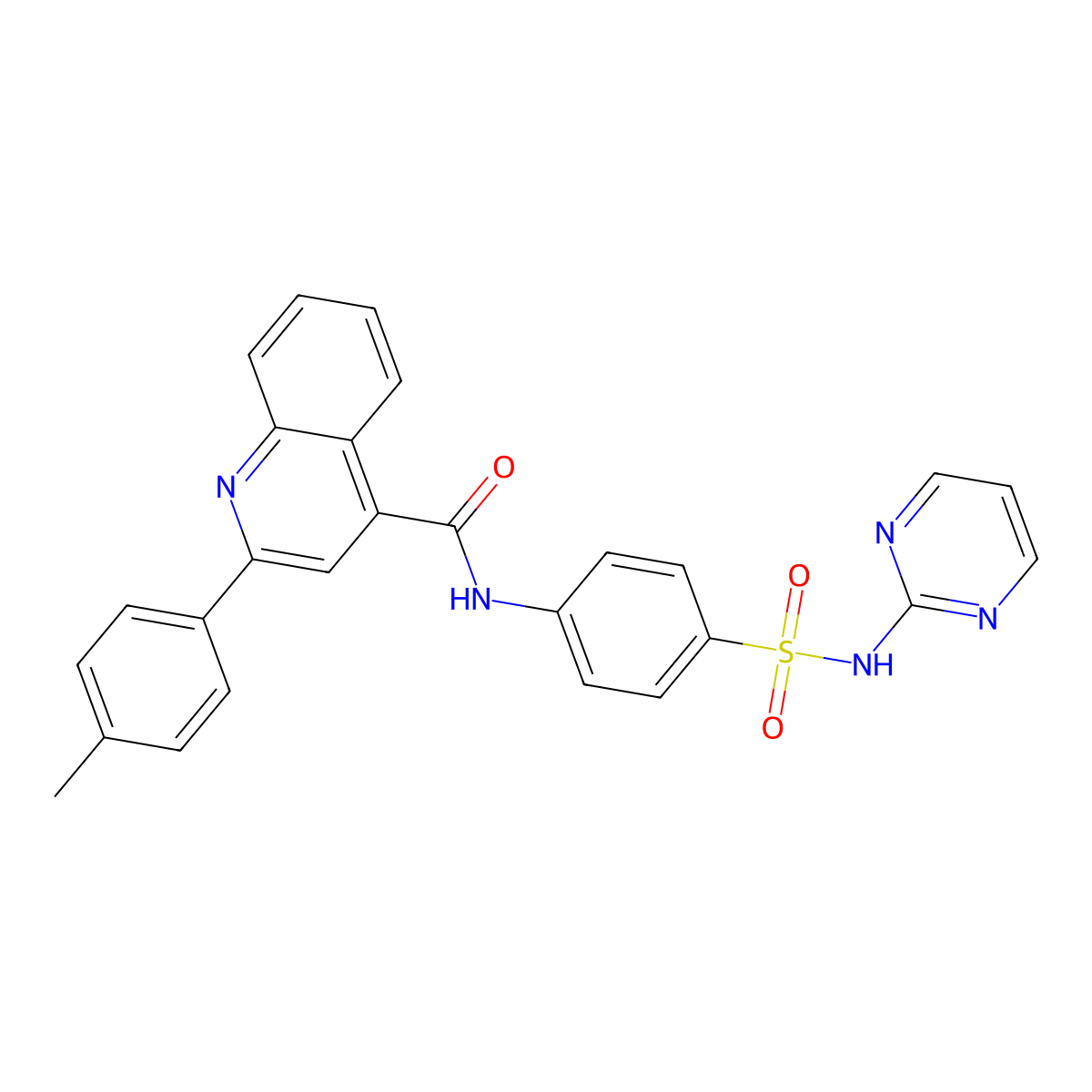 2-(4-methylphenyl)-N-[4-(pyrimidin-2-ylsulfamoyl)phenyl]quinoline-4-carboxamide molecular structure, CAS 438467-30-2