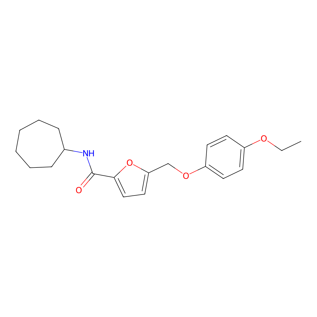 N-cycloheptyl-5-[(4-ethoxyphenoxy)methyl]furan-2-carboxamide molecular structure, CAS 438467-31-3