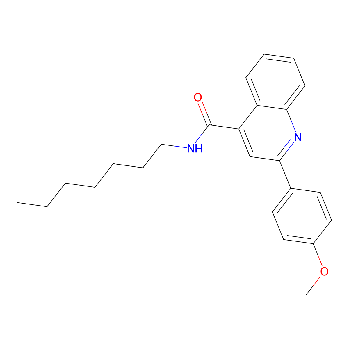 N-heptyl-2-(4-methoxyphenyl)quinoline-4-carboxamide molecular structure, CAS 438467-48-2