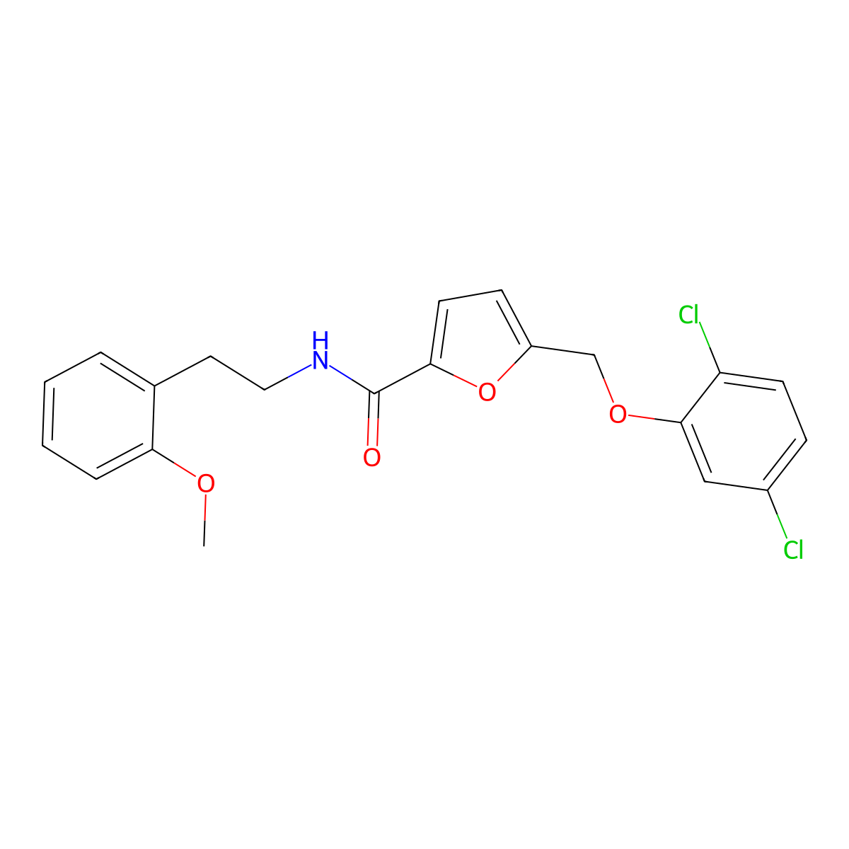 5-[(2,5-dichlorophenoxy)methyl]-N-[2-(2-methoxyphenyl)ethyl]furan-2-carboxamide molecular structure, CAS 438467-50-6