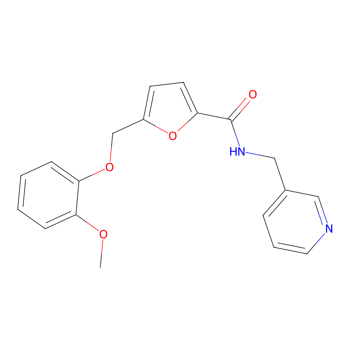 5-[(2-methoxyphenoxy)methyl]-N-(3-pyridinylmethyl)-2-furamide molecular structure, CAS 438467-74-4