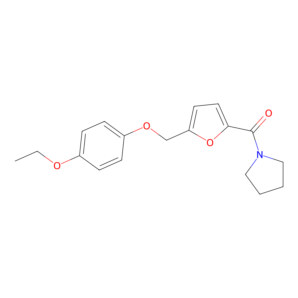 1-{5-[(4-Ethoxyphenoxy)methyl]-2-furoyl}pyrrolidine molecular structure, CAS 438467-99-3