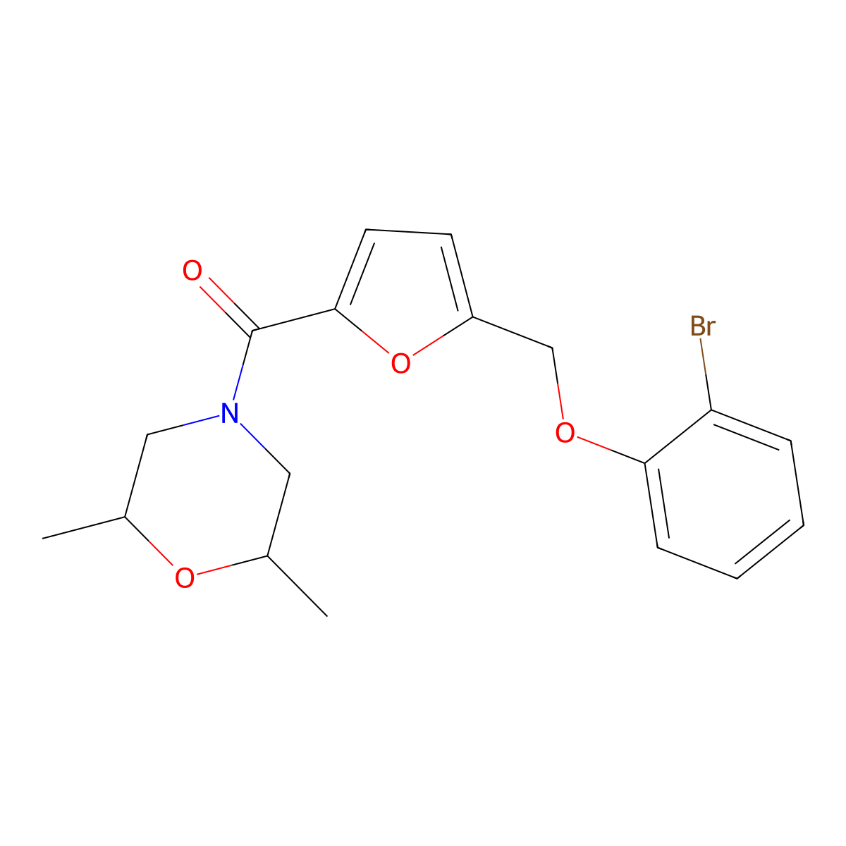 (5-((2-Bromophenoxy)methyl)furan-2-yl)(2,6-dimethylmorpholino)methanone molecular structure, CAS 438468-03-2