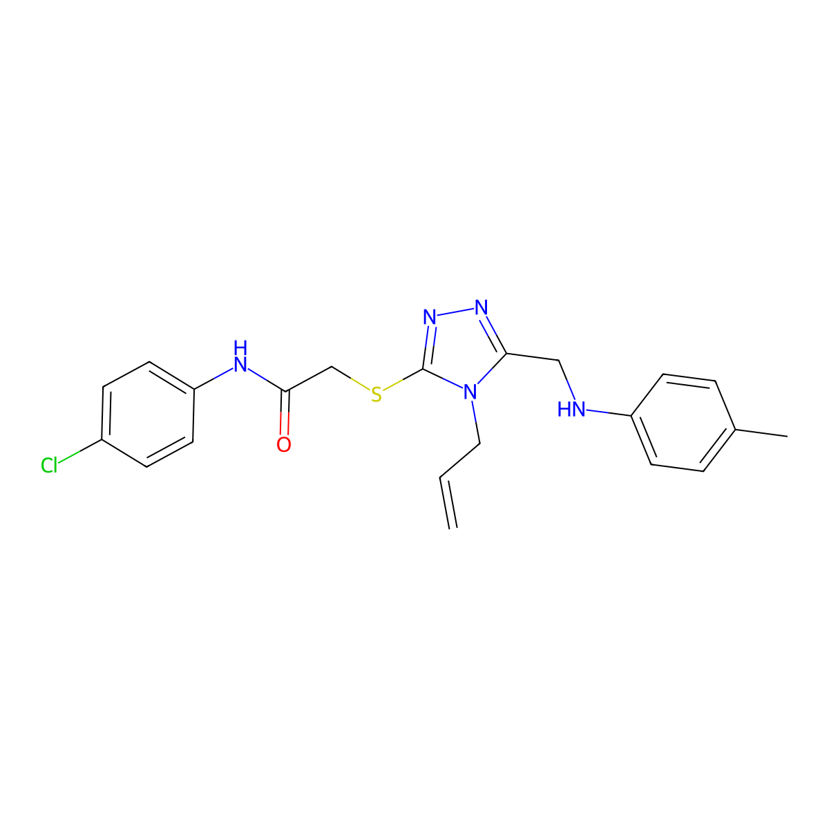 2-{[4-allyl-5-(4-toluidinomethyl)-4H-1,2,4-triazol-3-yl]sulfanyl}-N-(4-chlorophenyl)acetamide molecular structure, CAS 438468-09-8