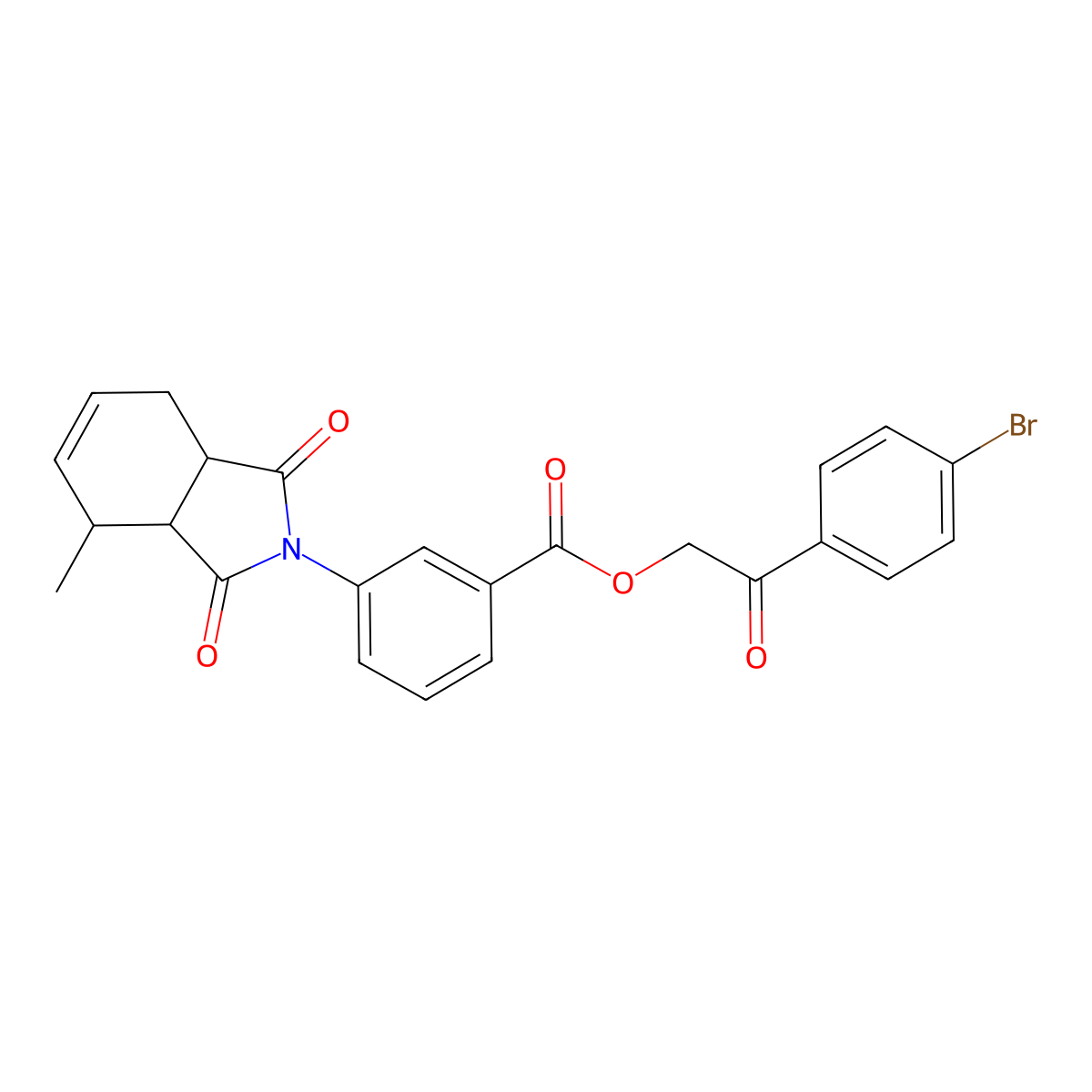 2-(4-bromophenyl)-2-oxoethyl 3-(4-methyl-1,3-dioxo-1,3,3a,4,7,7a-hexahydro-2H-isoindol-2-yl)benzoate molecular structure, CAS 438469-72-8