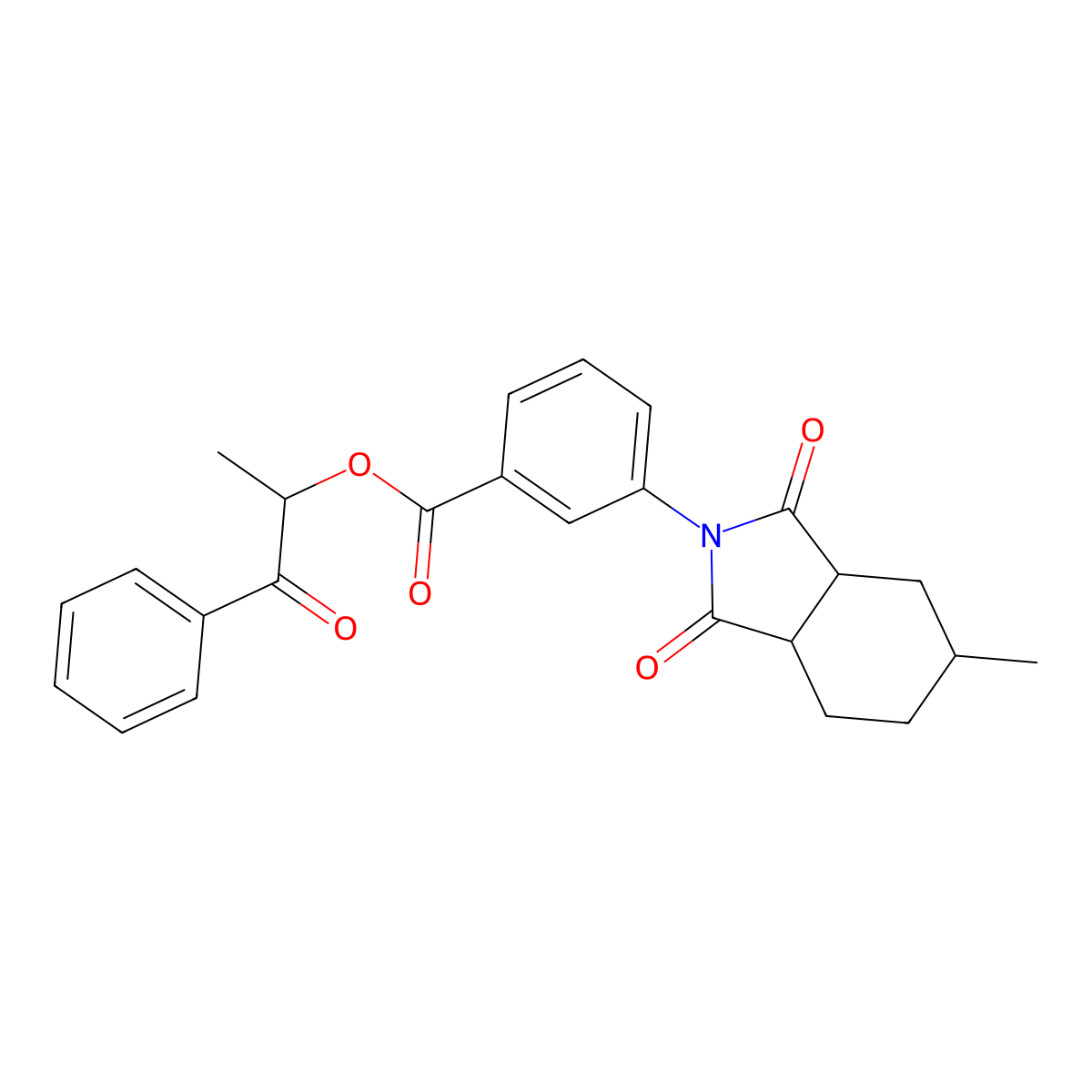 1-oxo-1-phenylpropan-2-yl 3-(5-methyl-1,3-dioxooctahydro-2H-isoindol-2-yl)benzoate molecular structure, CAS 438470-03-2