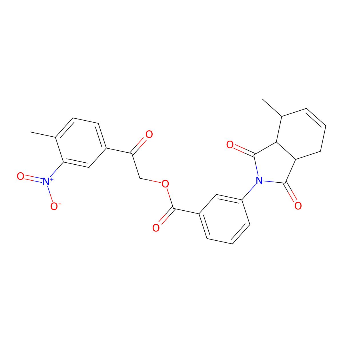 2-(4-methyl-3-nitrophenyl)-2-oxoethyl 3-(4-methyl-1,3-dioxo-1,3,3a,4,7,7a-hexahydro-2H-isoindol-2-yl)benzoate molecular structure, CAS 438470-05-4
