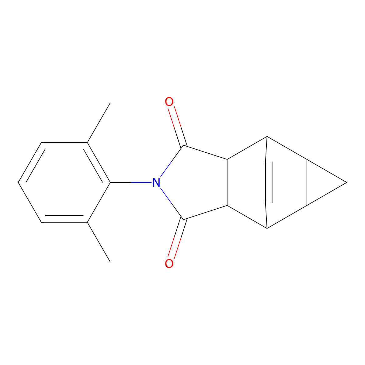 2-(2,6-dimethylphenyl)hexahydro-4,6-ethenocyclopropa[f]isoindole-1,3(2H,3aH)-dione molecular structure, CAS 438470-16-7