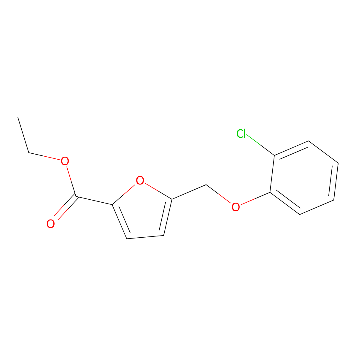 Ethyl 5-[(2-chlorophenoxy)methyl]furan-2-carboxylate molecular structure, CAS 438471-44-4
