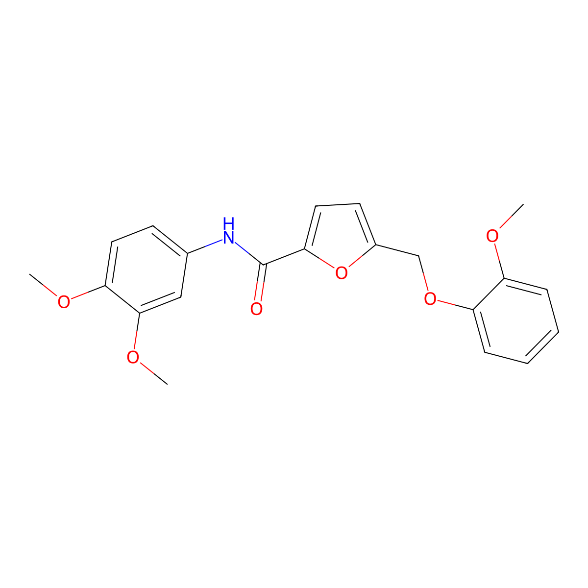 N-(3,4-dimethoxyphenyl)-5-[(2-methoxyphenoxy)methyl]furan-2-carboxamide molecular structure, CAS 438471-45-5