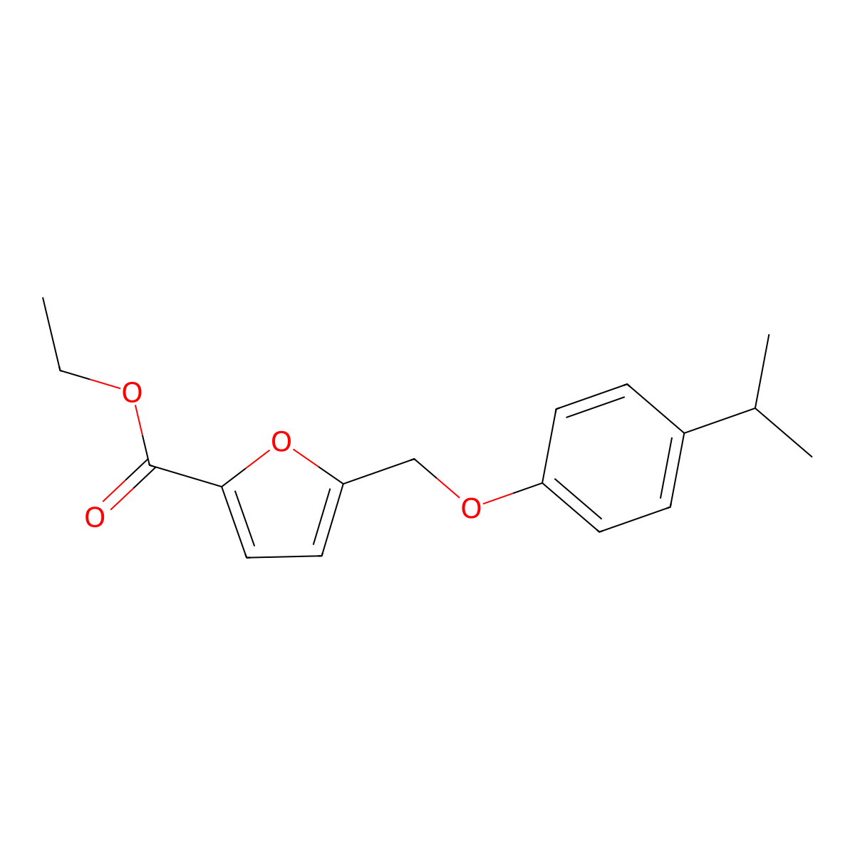 Ethyl 5-[(4-isopropylphenoxy)methyl]-2-furoate molecular structure, CAS 438471-62-6