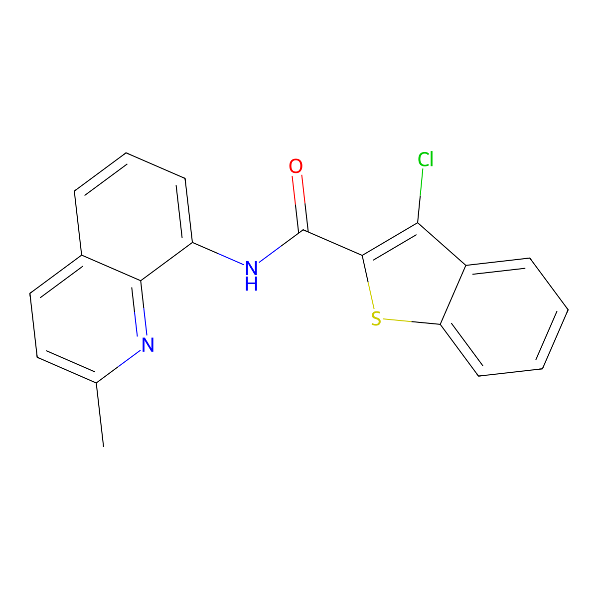 3-chloro-N-(2-methylquinolin-8-yl)-1-benzothiophene-2-carboxamide molecular structure, CAS 438471-67-1
