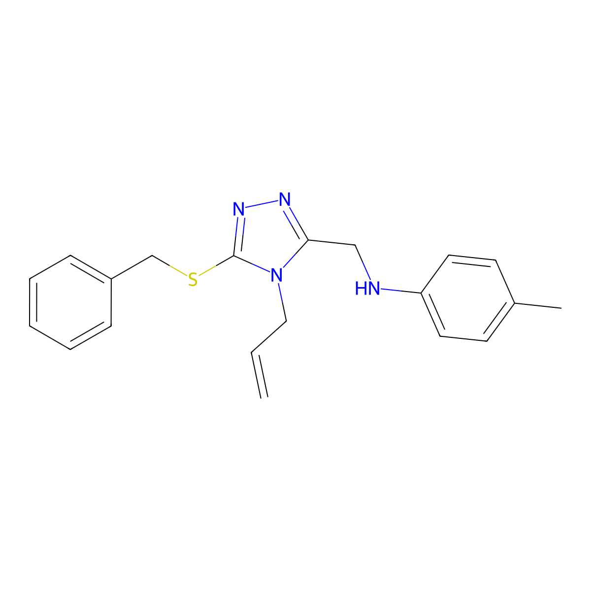 N-[(5-benzylsulfanyl-4-prop-2-enyl-1,2,4-triazol-3-yl)methyl]-4-methylaniline molecular structure, CAS 438471-69-3