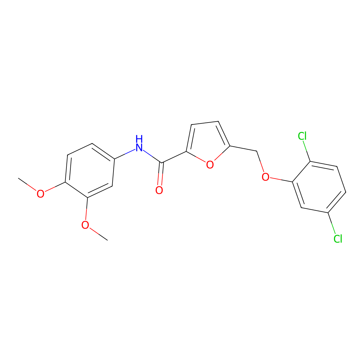 5-[(2,5-dichlorophenoxy)methyl]-N-(3,4-dimethoxyphenyl)furan-2-carboxamide molecular structure, CAS 438471-74-0