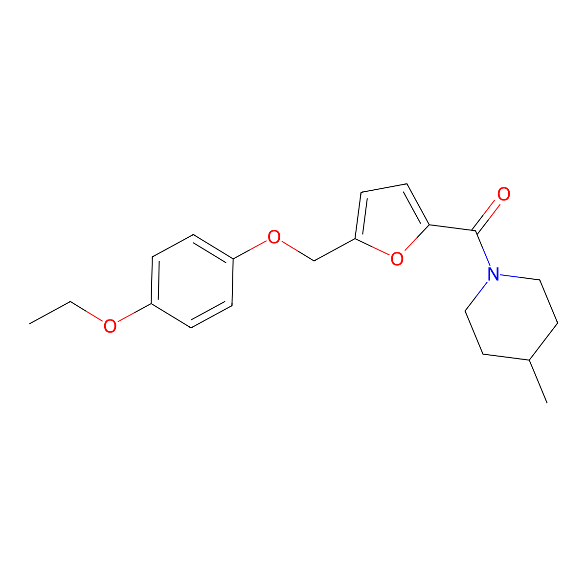 (5-((4-Ethoxyphenoxy)methyl)furan-2-yl)(4-methylpiperidin-1-yl)methanone molecular structure, CAS 438471-96-6