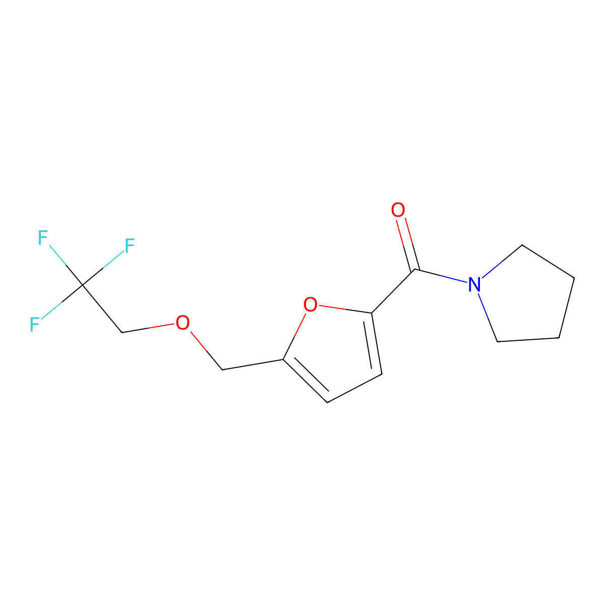 Pyrrolidin-1-yl-[5-(2,2,2-trifluoroethoxymethyl)furan-2-yl]methanone molecular structure, CAS 438472-17-4
