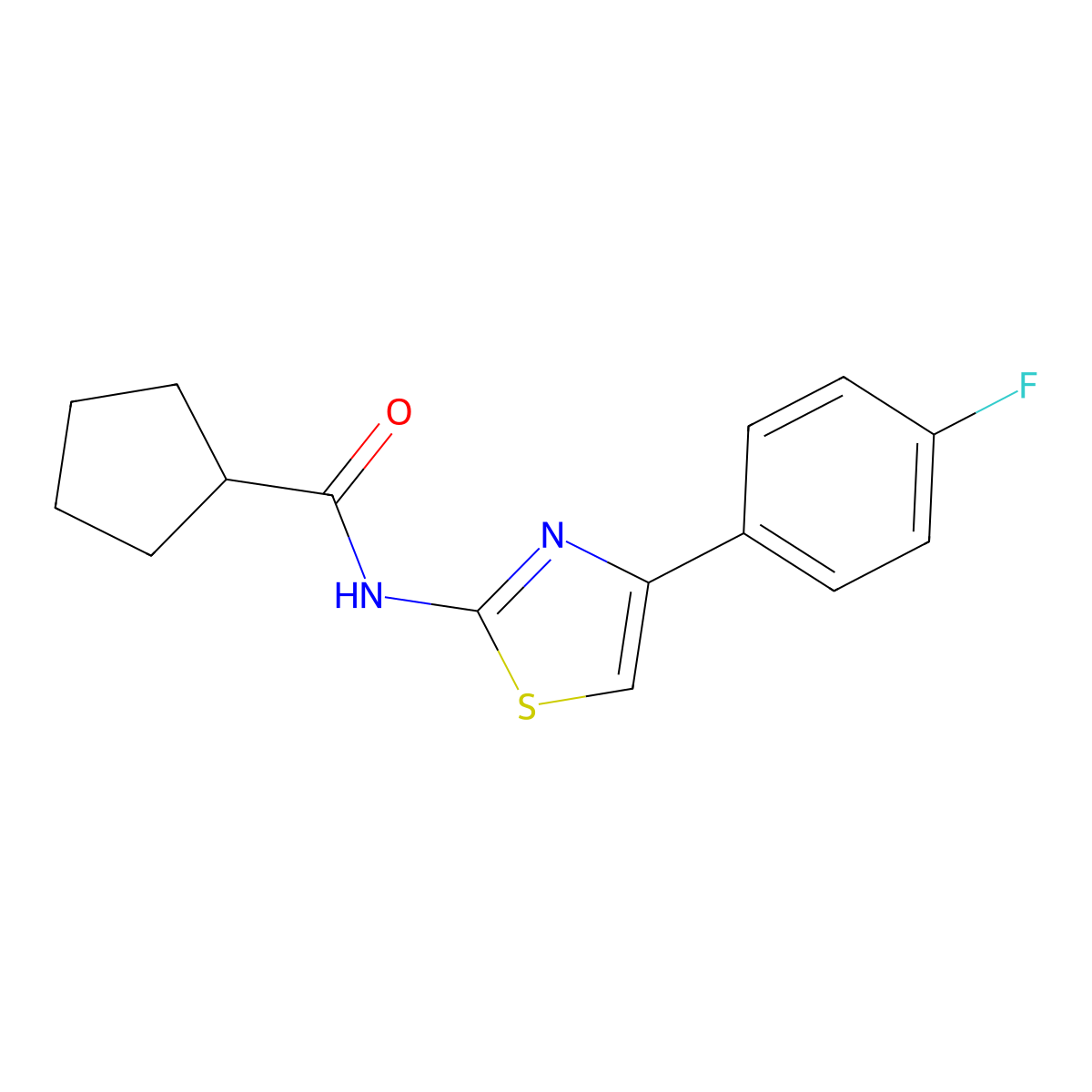 N-[4-(4-fluorophenyl)-1,3-thiazol-2-yl]cyclopentanecarboxamide molecular structure, CAS 438472-32-3