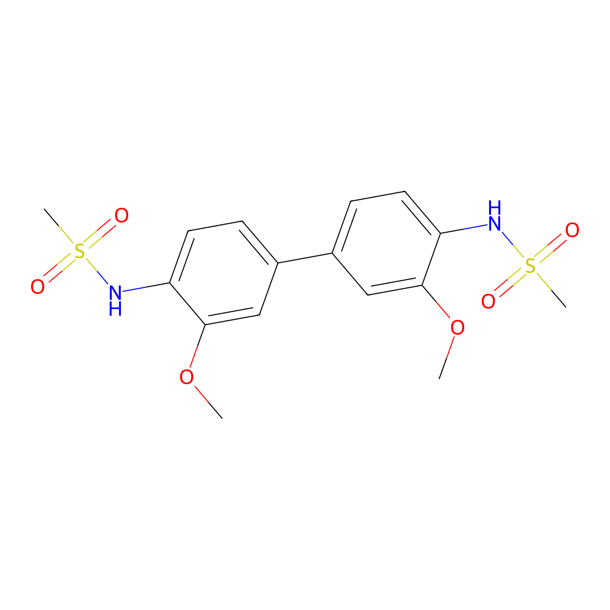 N-[4-[4-(methanesulfonamido)-3-methoxyphenyl]-2-methoxyphenyl]methanesulfonamide molecular structure, CAS 438472-34-5
