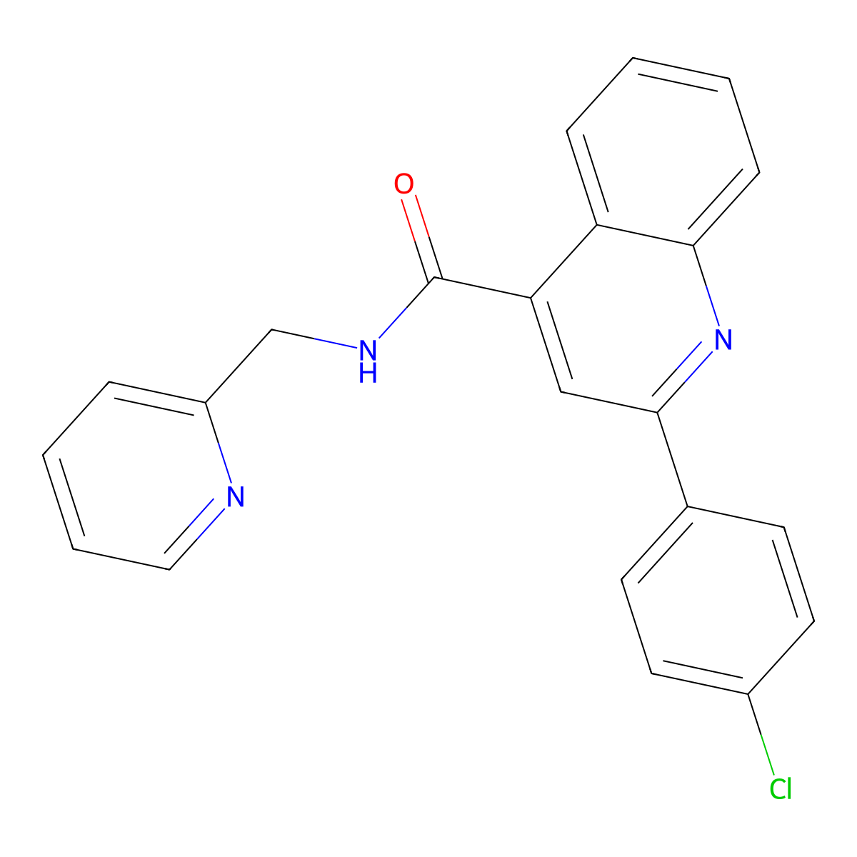 2-(4-chlorophenyl)-N-(pyridin-2-ylmethyl)quinoline-4-carboxamide molecular structure, CAS 438472-37-8