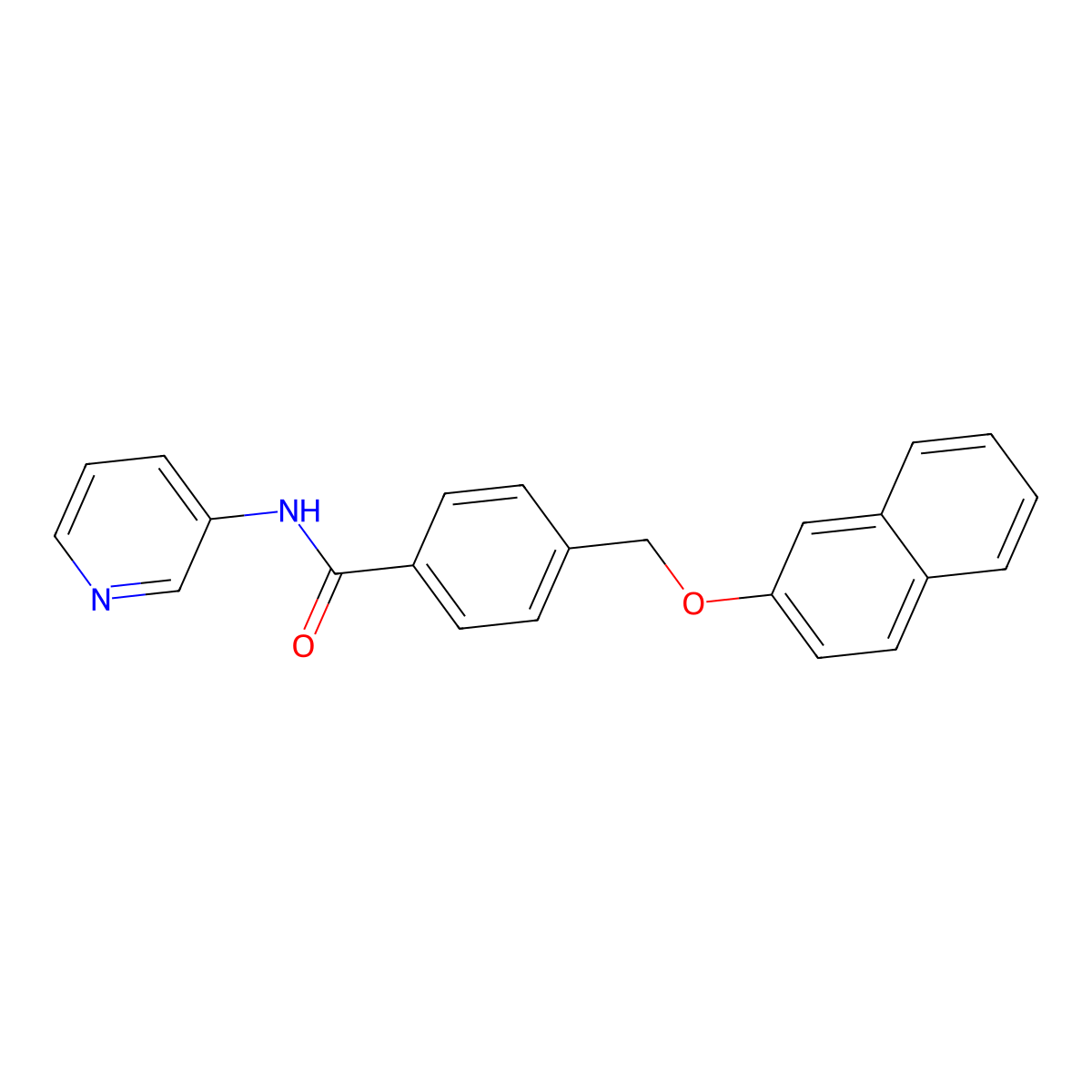 4-(naphthalen-2-yloxymethyl)-N-pyridin-3-ylbenzamide molecular structure, CAS 438472-46-9