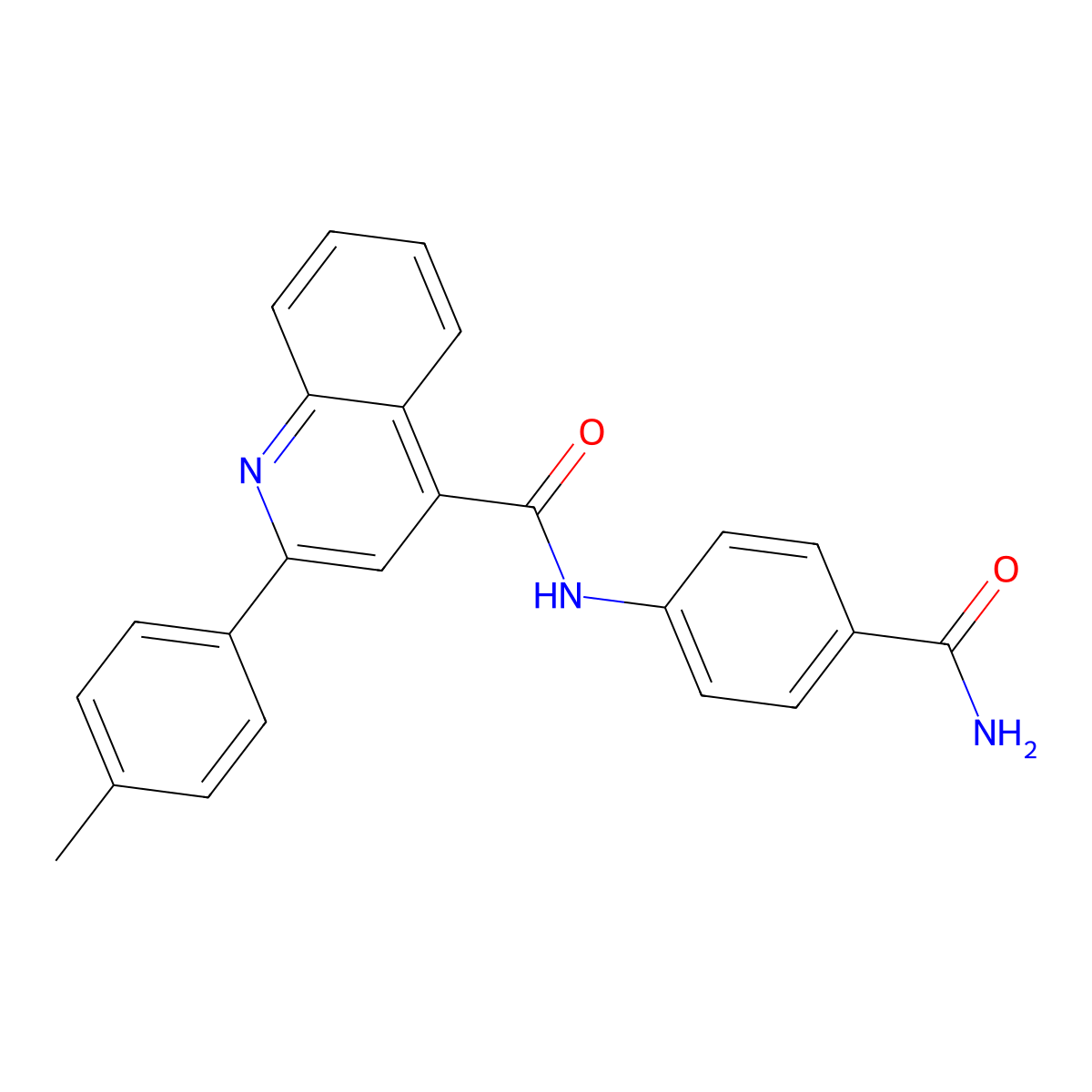 N-(4-carbamoylphenyl)-2-(4-methylphenyl)quinoline-4-carboxamide molecular structure, CAS 438472-55-0
