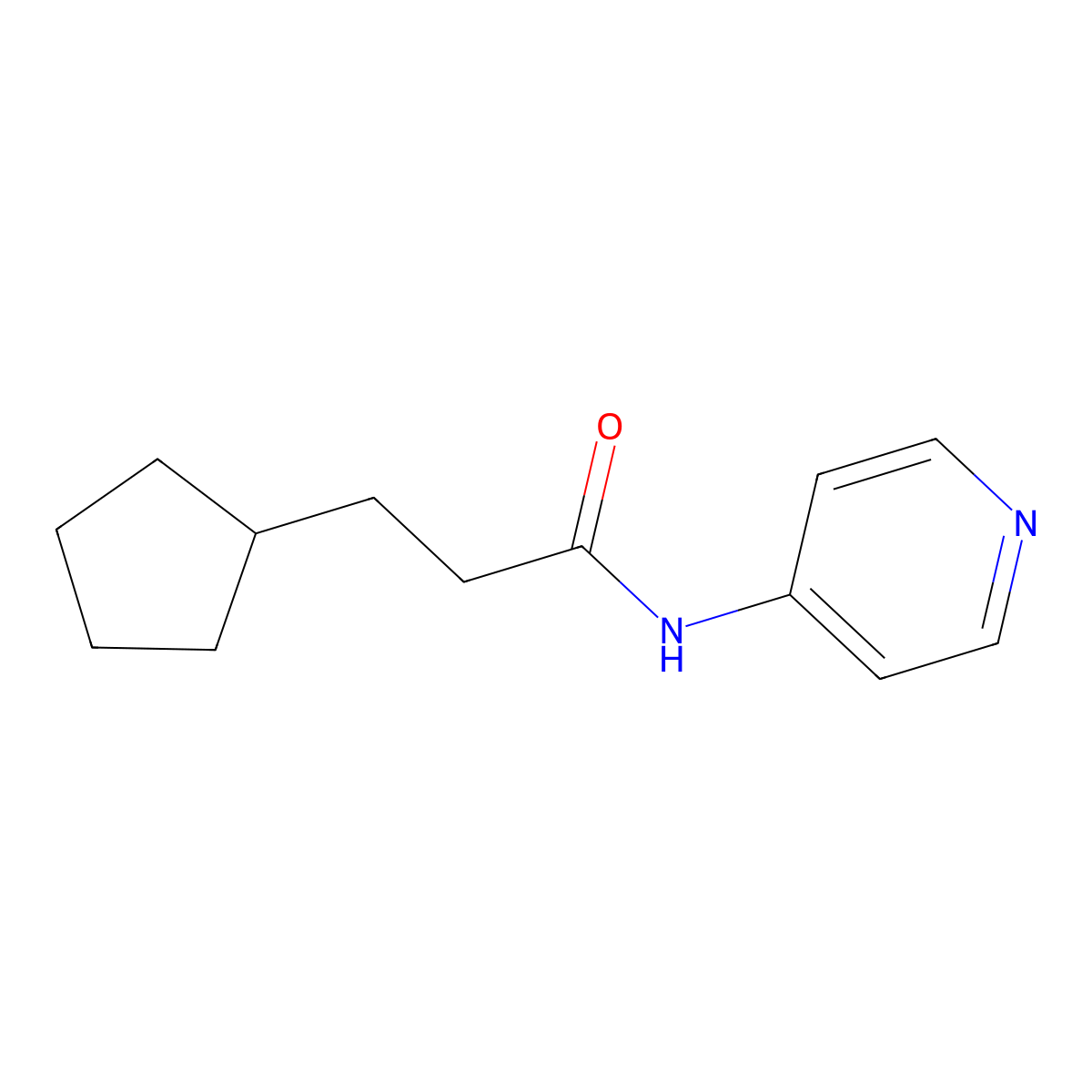 N-4-Pyridinylcyclopentanepropanamide molecular structure, CAS 438472-61-8