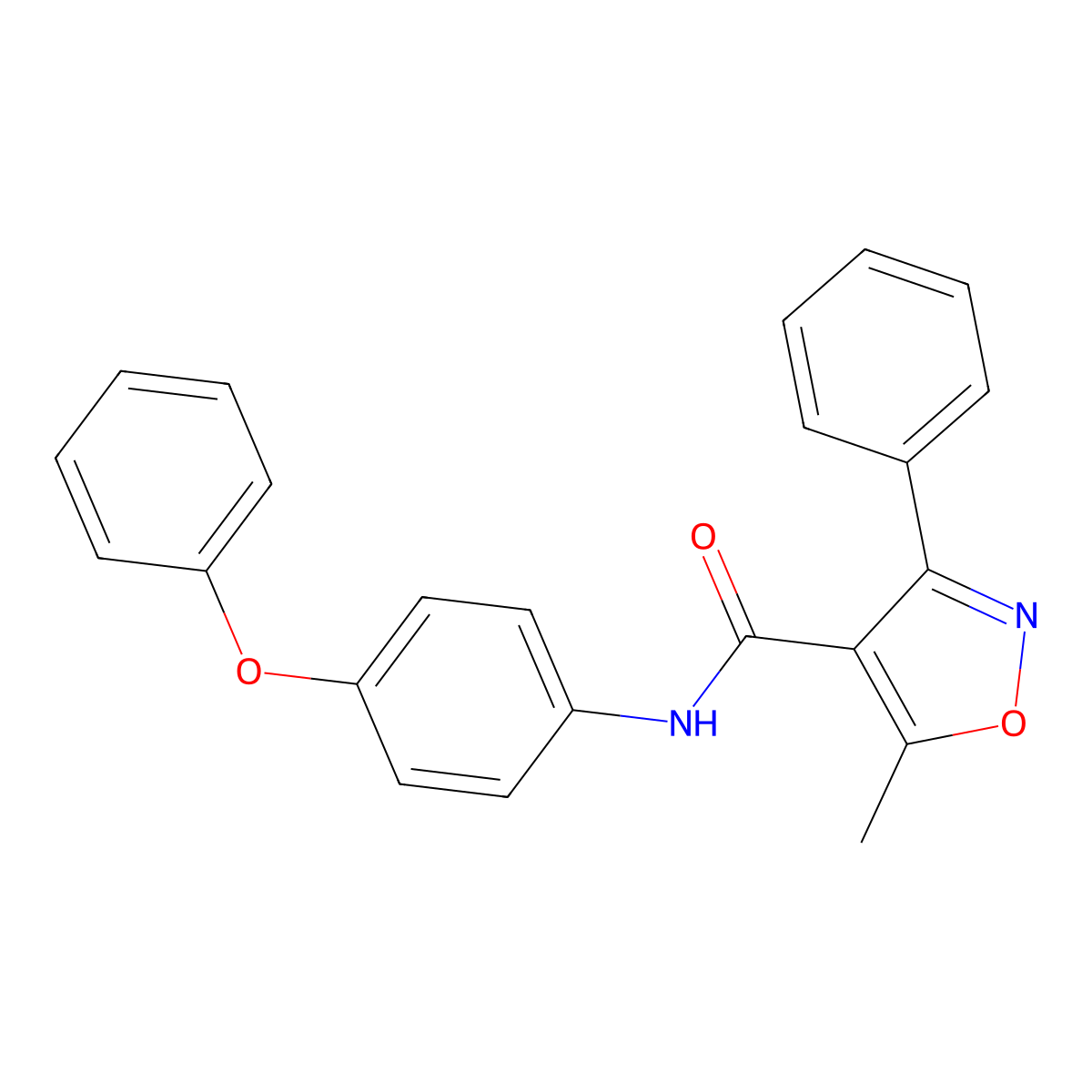 5-methyl-N-(4-phenoxyphenyl)-3-phenyl-4-isoxazolecarboxamide molecular structure, CAS 438472-70-9