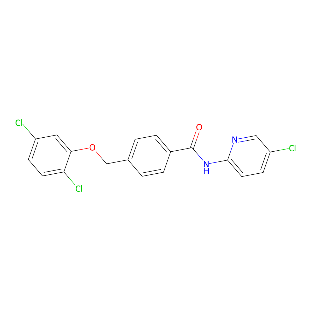 N-(5-chloropyridin-2-yl)-4-[(2,5-dichlorophenoxy)methyl]benzamide molecular structure, CAS 438472-72-1